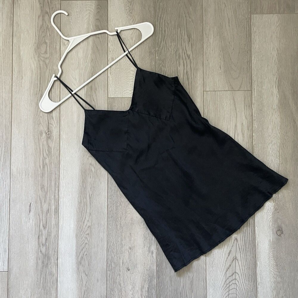 Vintage Silk Tank Top curve womens Black (small) minimalist going out cocktail